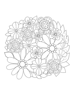 Cute Flower Arrangement Coloring Pdf, Free Vectors File